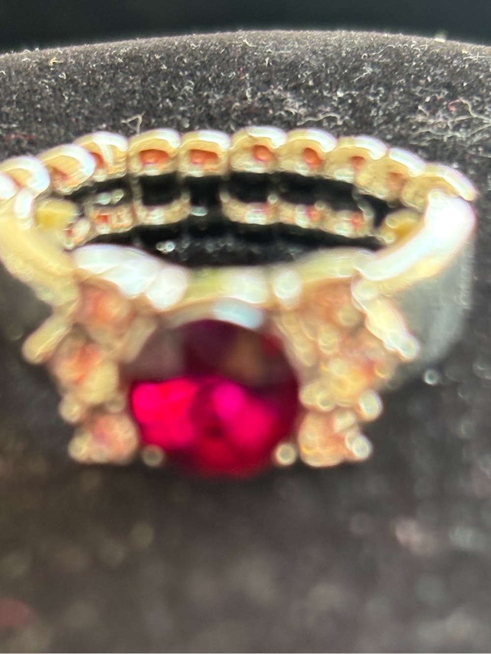 Glamorous Silver Ring with Deep Red Center Stone